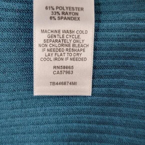 TREASURE & BOND WOMEN' teal ribbed knit pullover top Size Large  NWOT - Picture 9 of 9